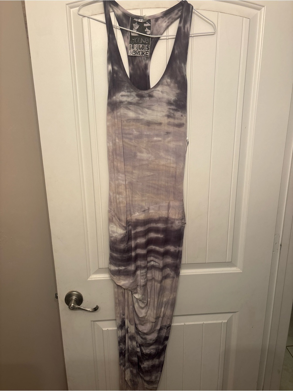 Young Fabulous & Broke Tie-Dye Racerback Maxi Dress in Lavender and Gray